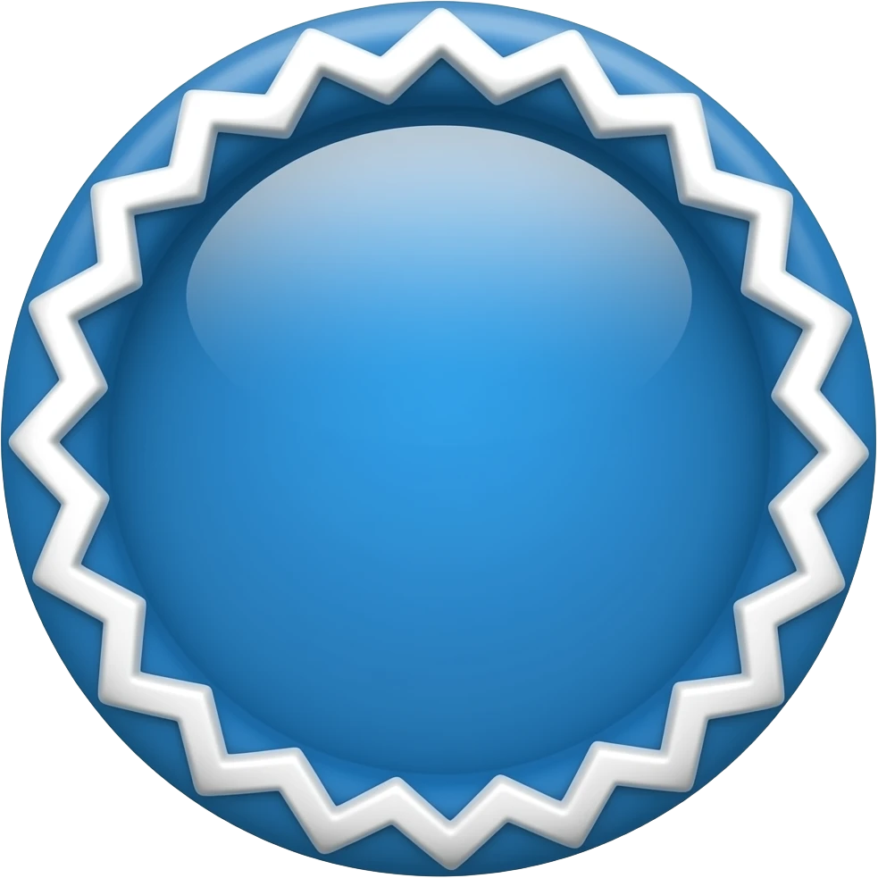 A blue zigzag circle with white thick emoji