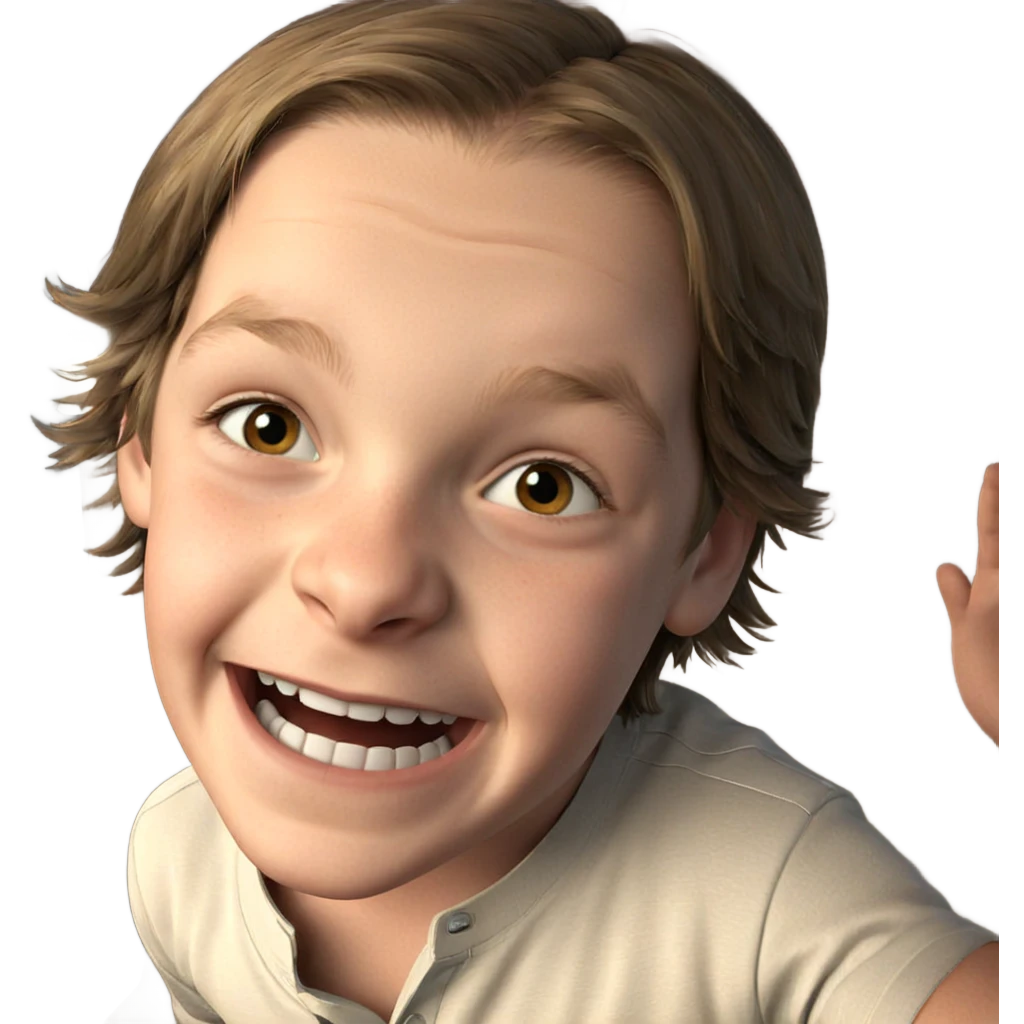 smiling boy looking at viewer emoji