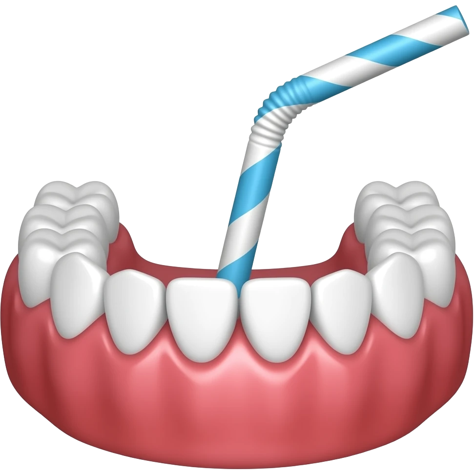 False teeth drinking through a straw emoji