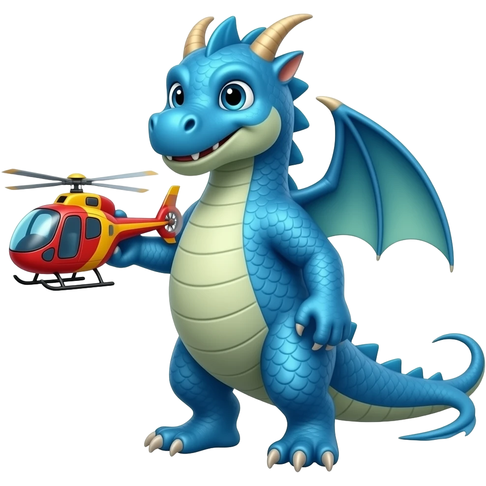Blue dragon holding helicopter emoji