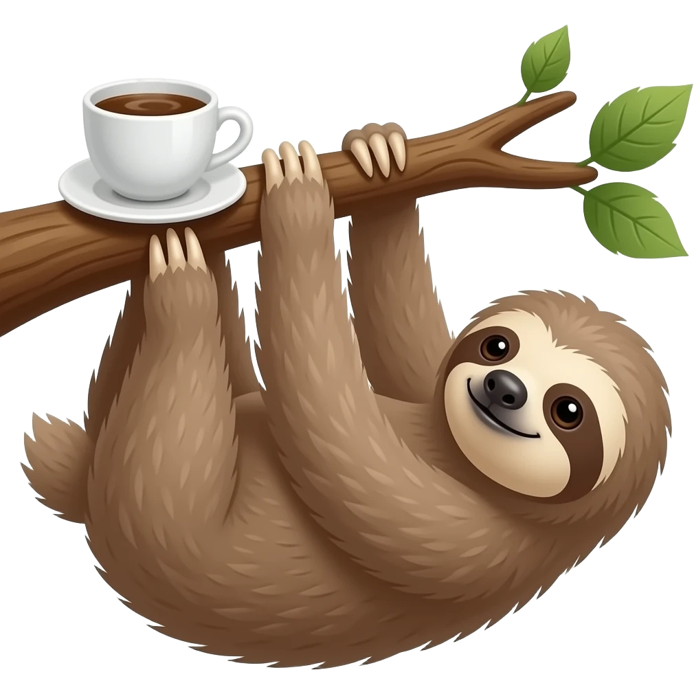 sloth tree morning coffee hanging emoji