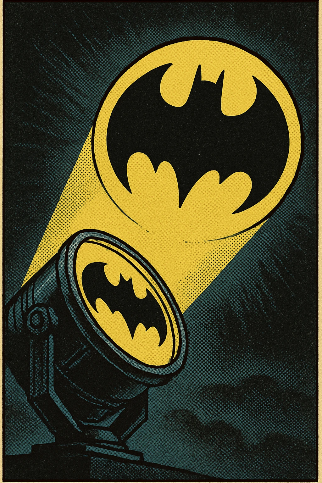 bat signal, comic book style, glowing effect, dark background emoji
