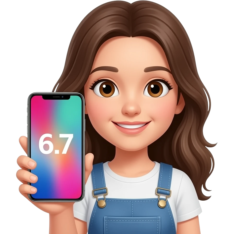 Create a girl holding a new 6_7 emoji