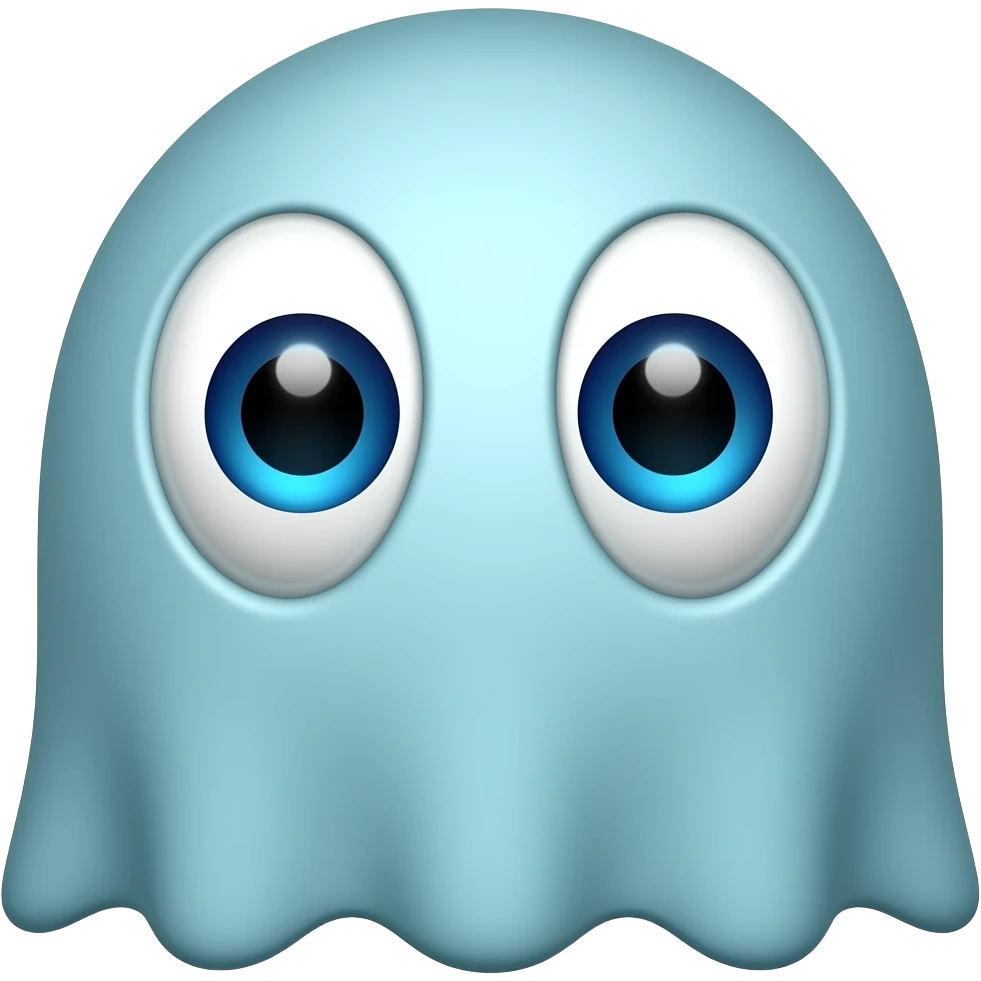 Light Blue Pacman ghost character with big eyes emoji