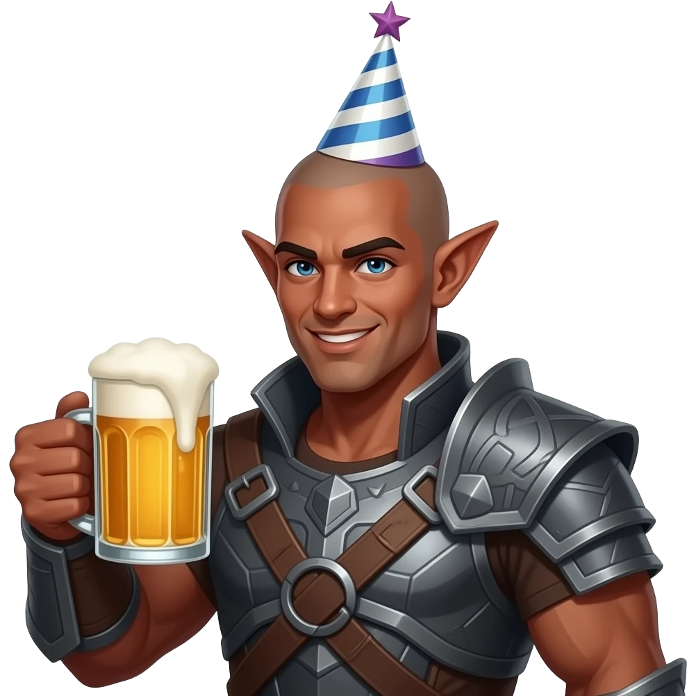 World of Warcraft,  birthday celebration with male blood elf monk holding beer emoji