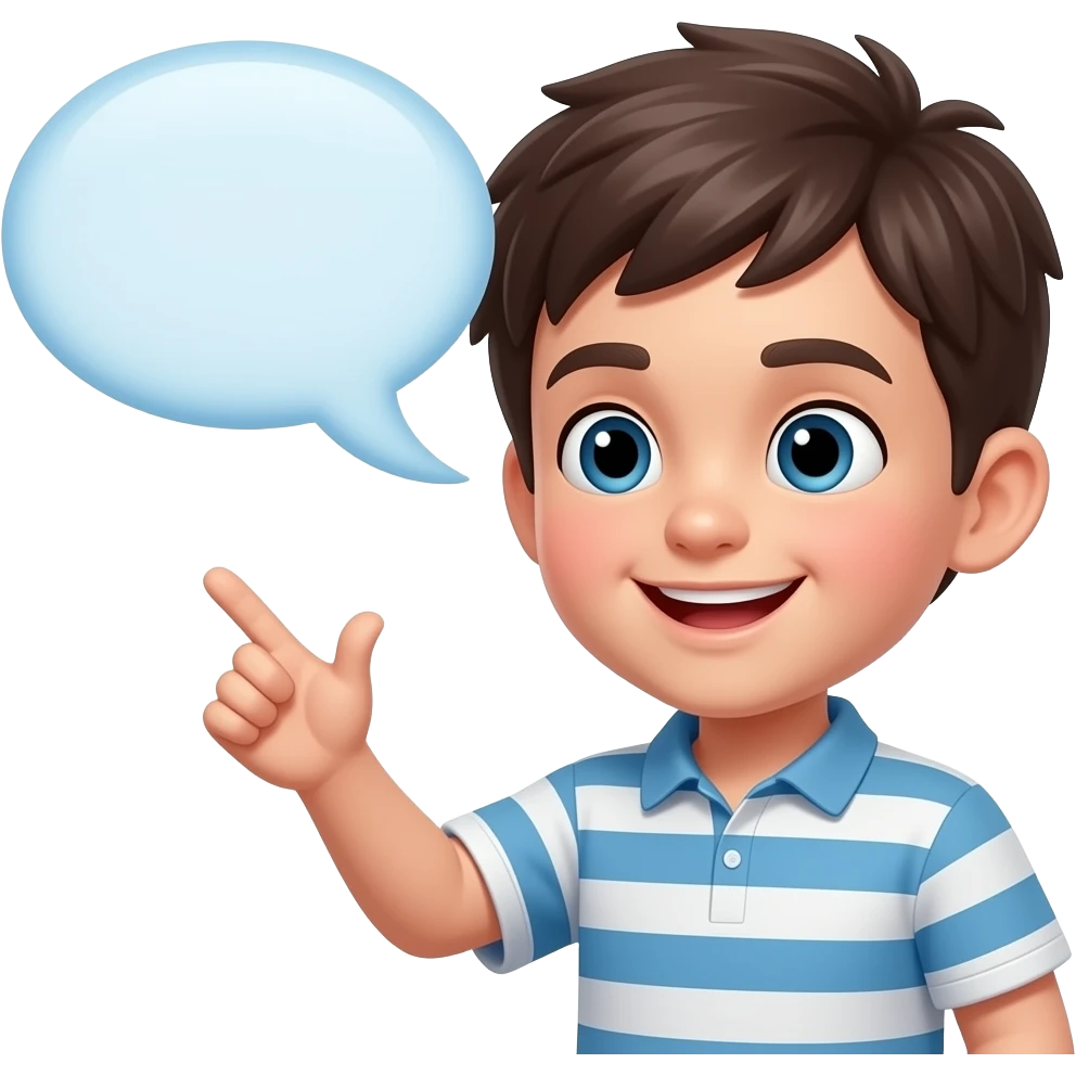 Boy speaking with speech bubble emoji