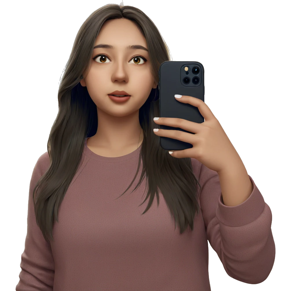 girl taking a selfie indoors emoji