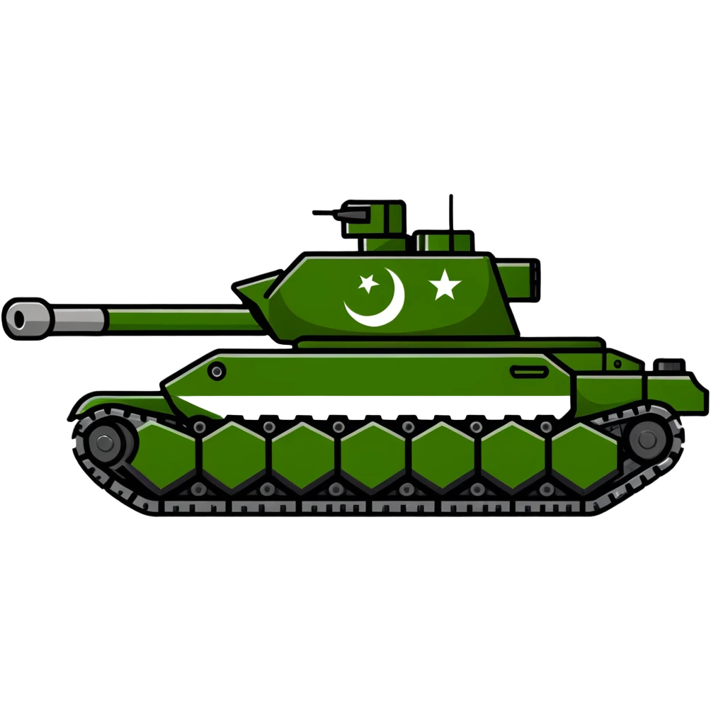 Pakistani military tank with Pakistan flag colors emoji