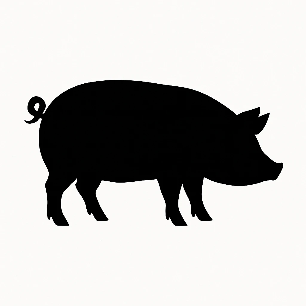 Pig black silhouette white background emoji