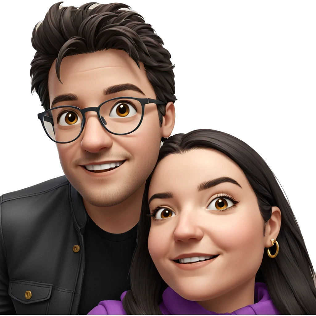 smiling couple portrait in style emoji