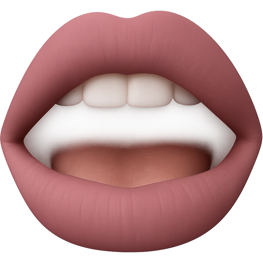 Realistic lipstick emoji with matte finish, pink lipstick, photorealistic style. Remove background. emoji