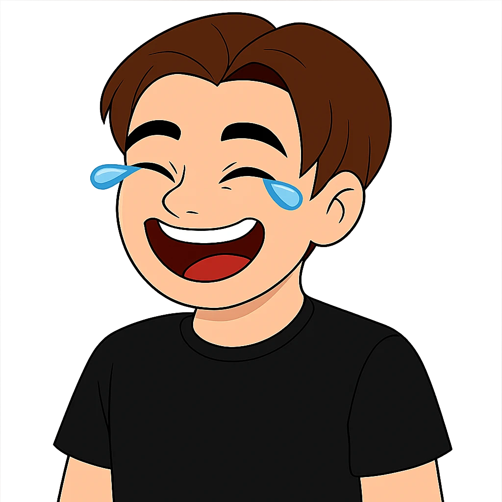 Change the hair color to a brown shade matching the 4th reference image and change the shirt color to black matching the 5th reference image. Keep the background transparent. emoji
