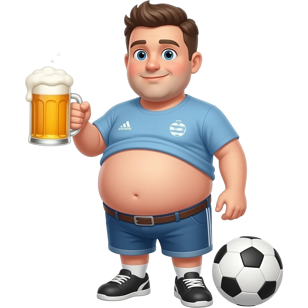 Zrób chłopak 15 latek z piwny brzuchem kształt jak piłka twarty brzuch i bardzo ogromny brzuch i trzyma piwo emoji