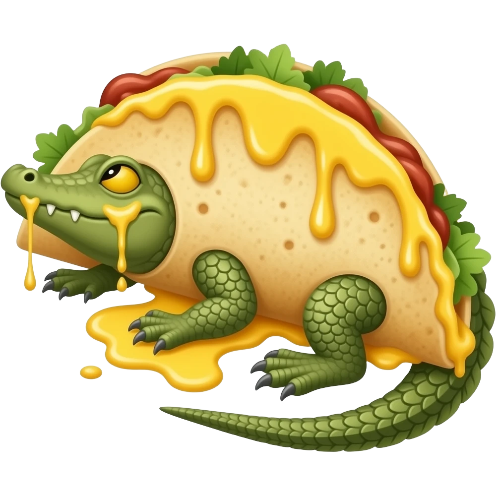 quesadilla fused with crocodile emoji