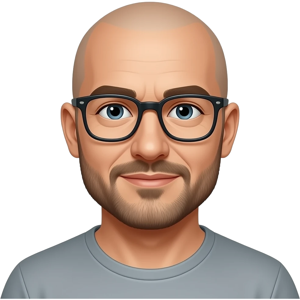 Homme chauve avec lunettes emoji