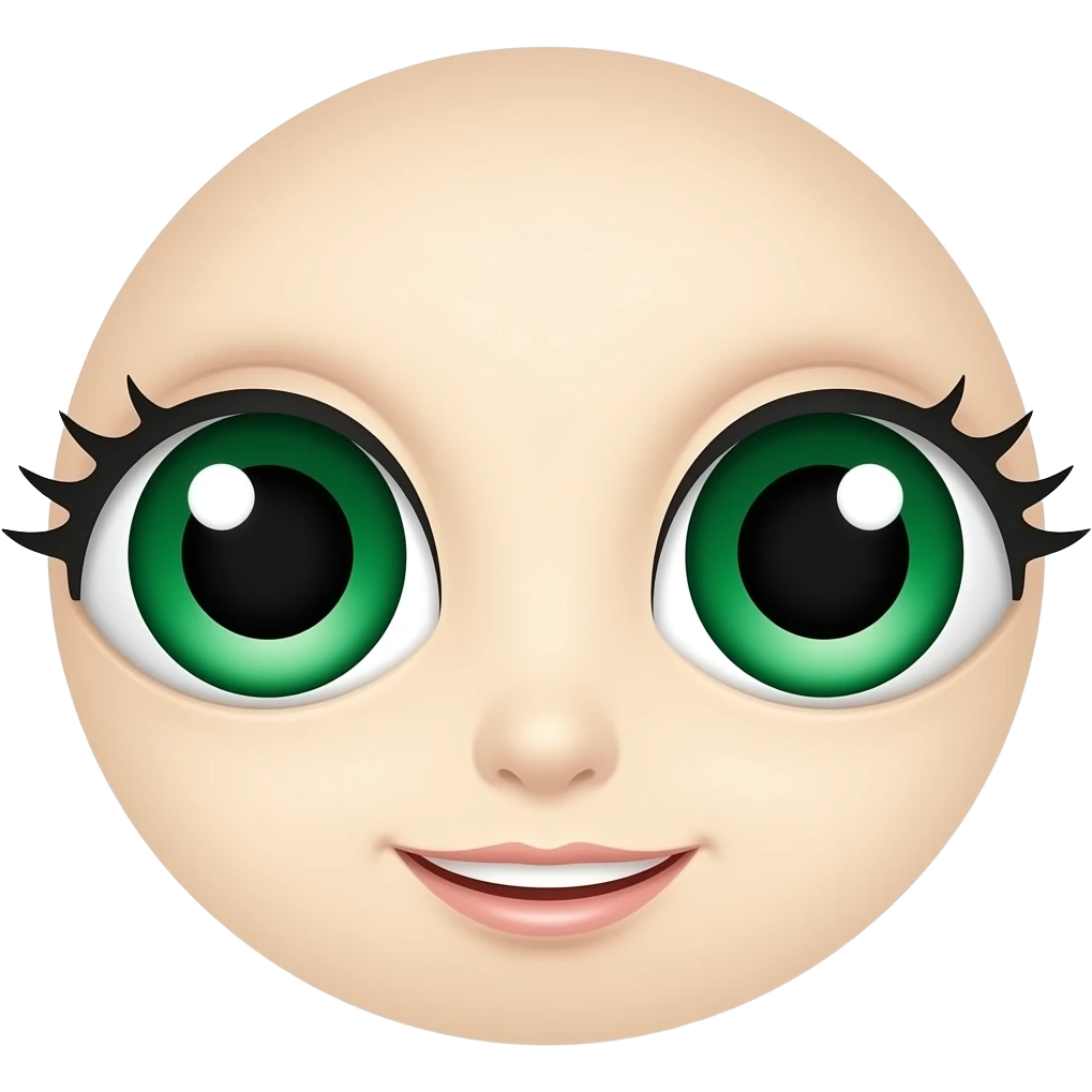 Make cute grean eyes emoji