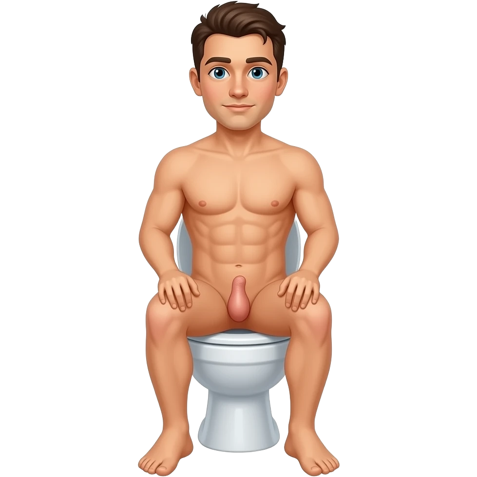 naked man with  a penis on the toilet emoji