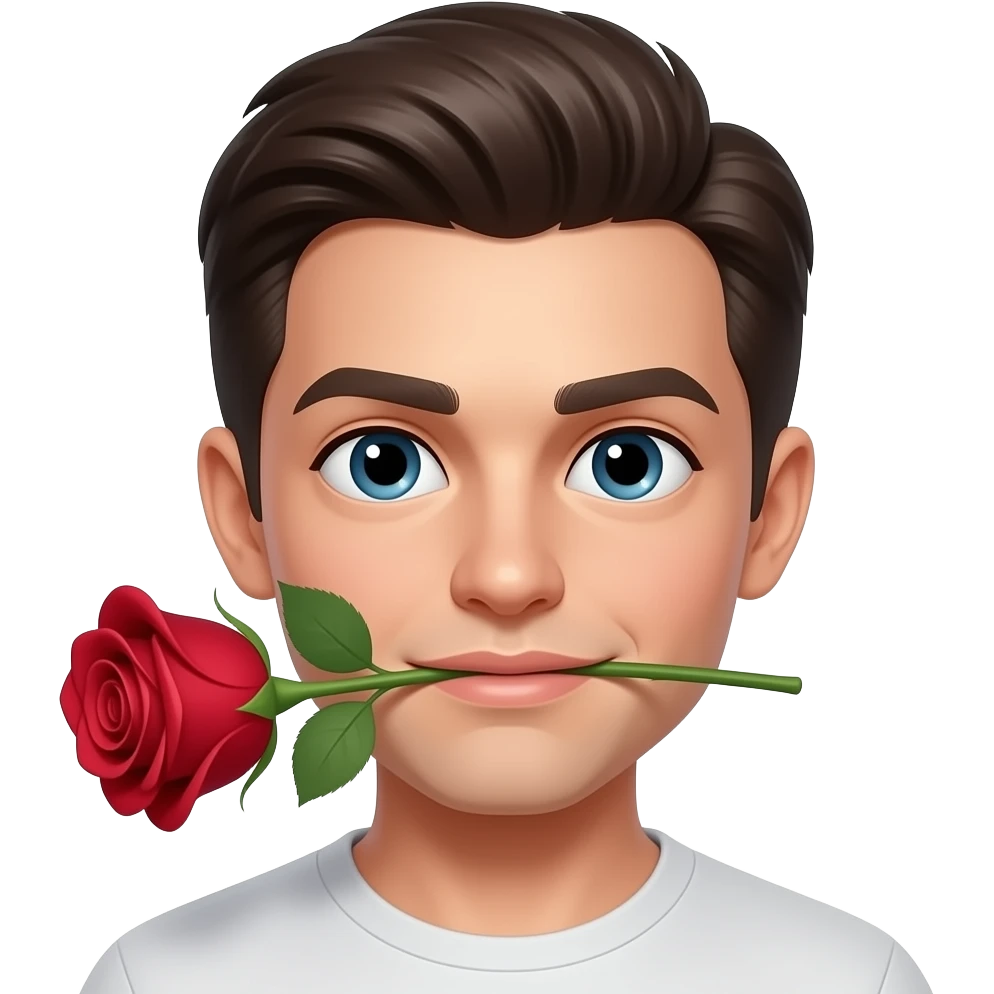 Emoji avec un regard dragueurs et une rose dans la bouche 😏 avec cet emoji pour base emoji