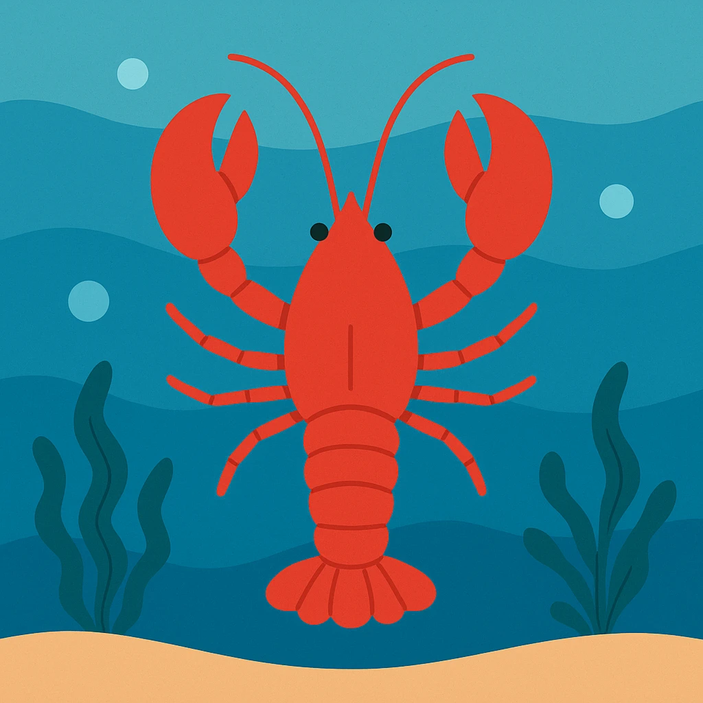 Flat design style lobster in the water emoji