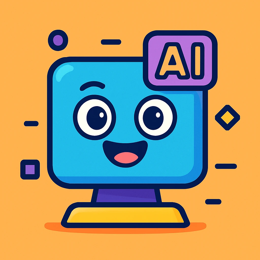 AI icon, playful cartoon style emoji