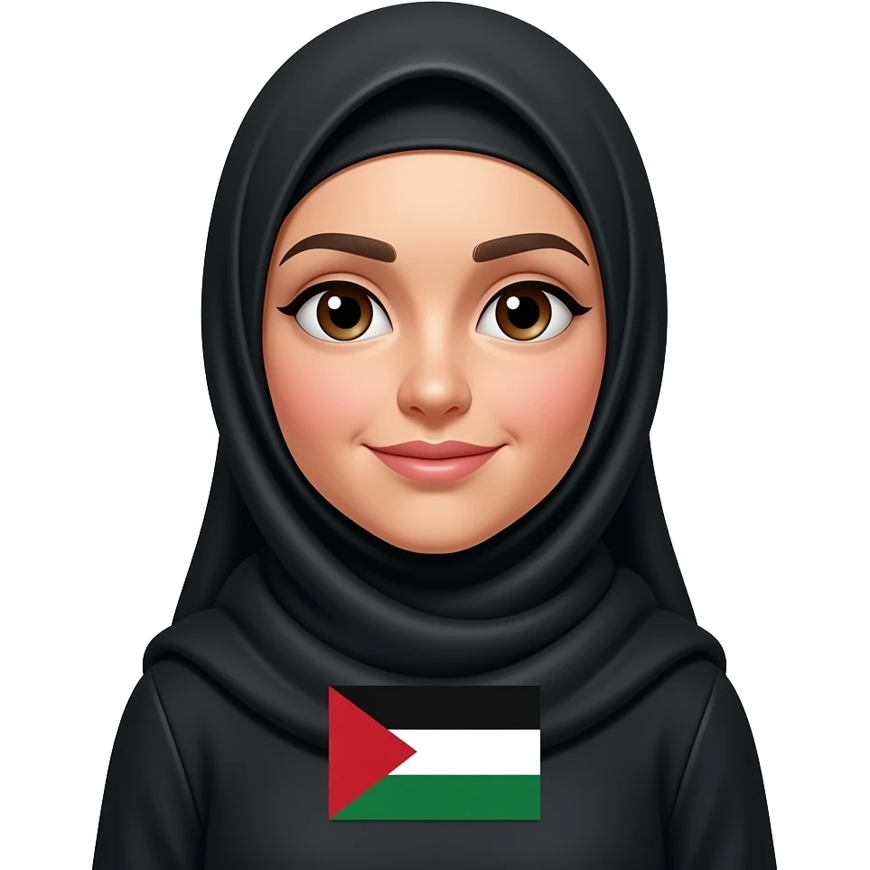 A hijabi wearing a Palestinian flag emoji