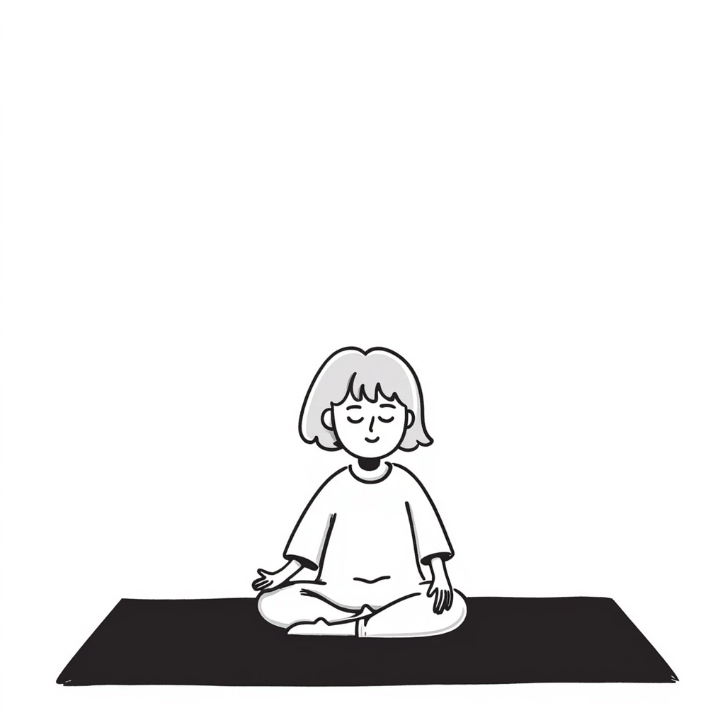 a blonde girl with a short haircut in a white dress sitting in a lotus position and meditating emoji