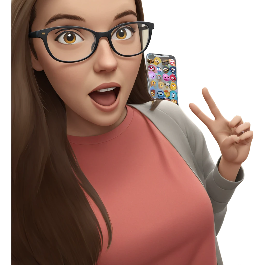 girl with glasses indoors emoji