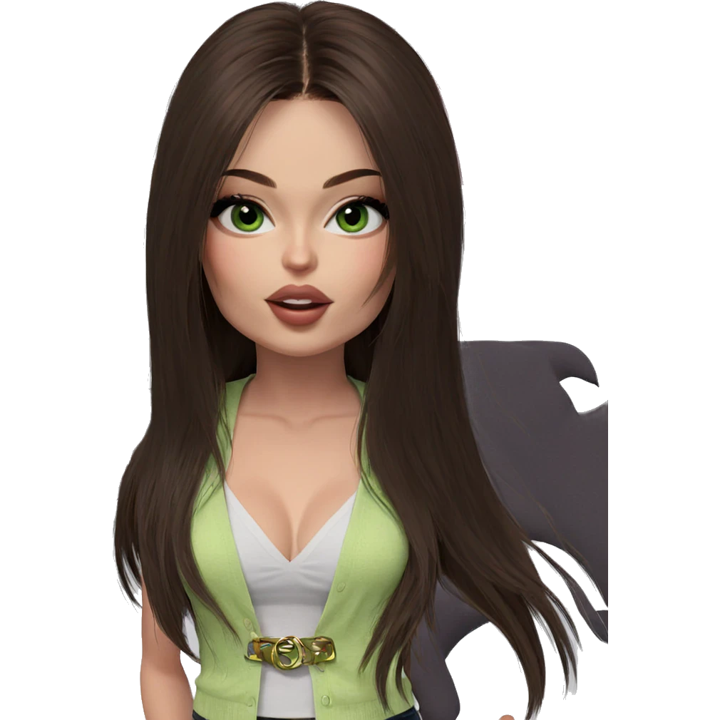 brown-haired girl with green eyes emoji