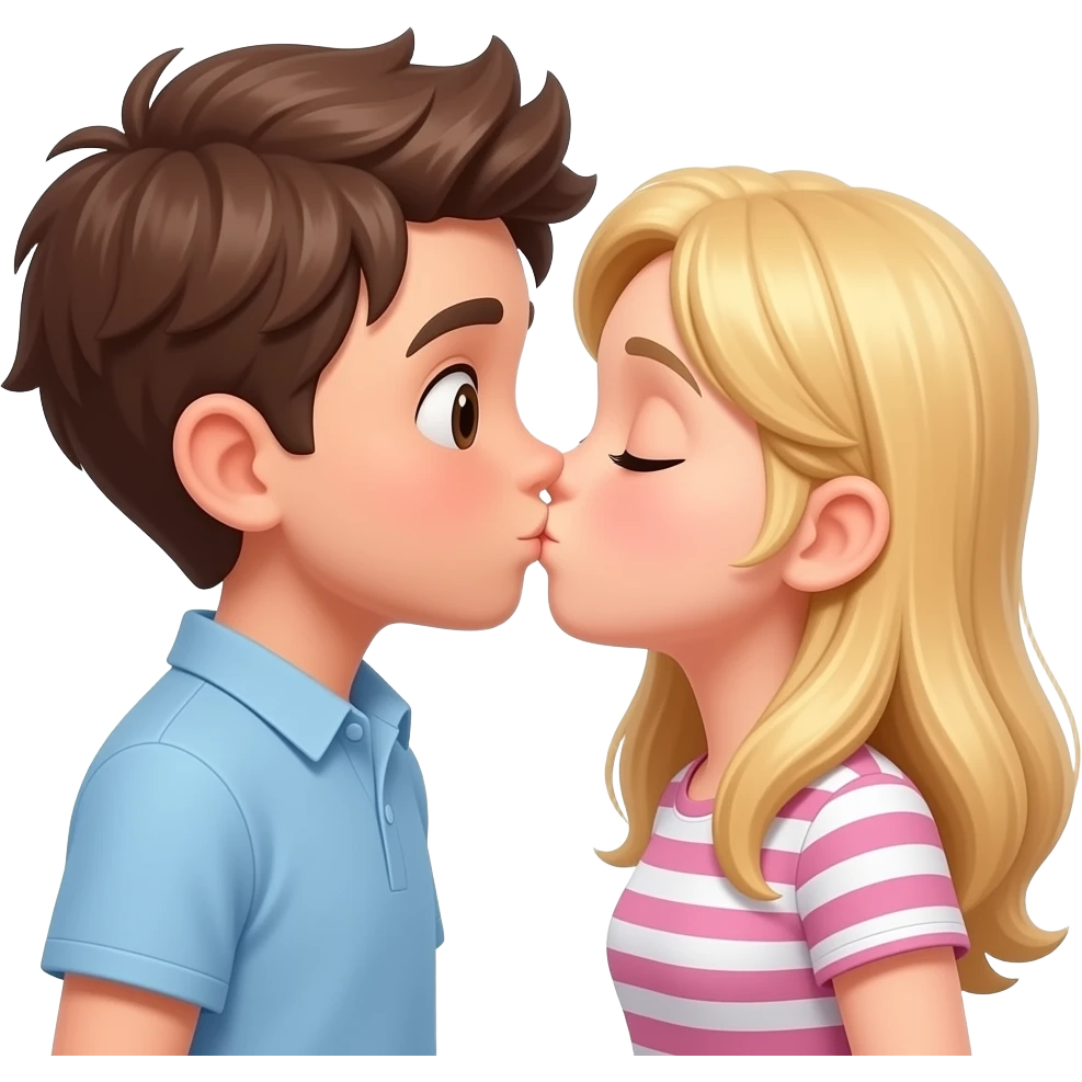 beso chico castaño y chica rubia emoji
