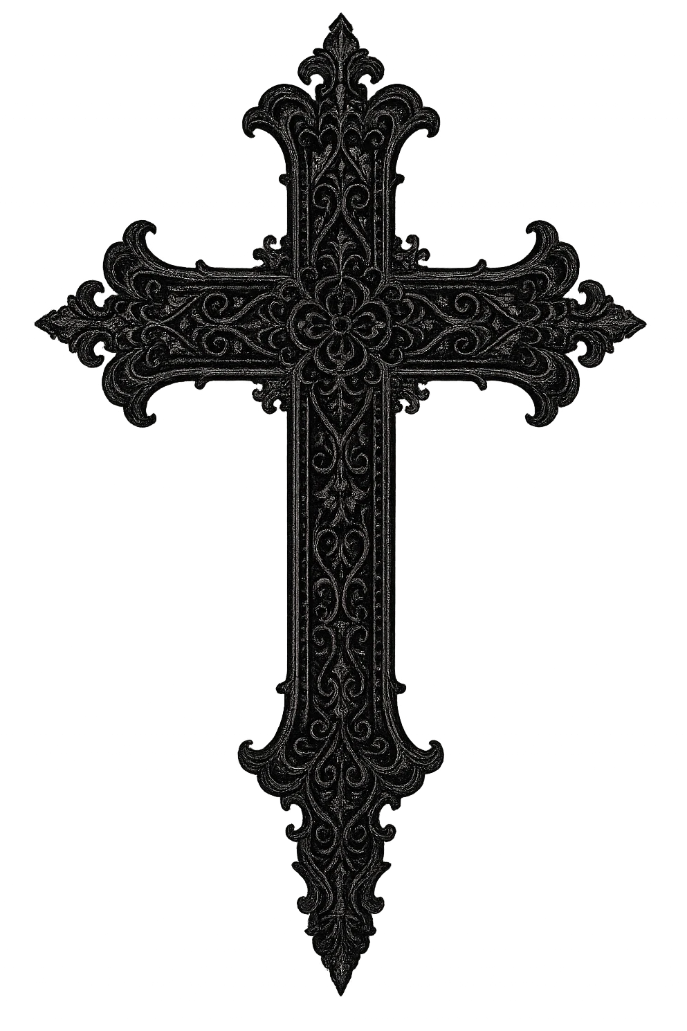 gothic style intricate black goth cross with lace emoji