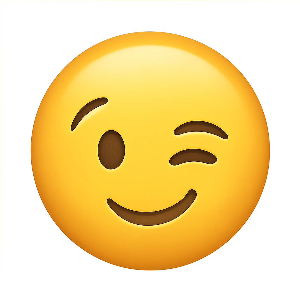 yellow face with winking expression emoji, digital illustration emoji
