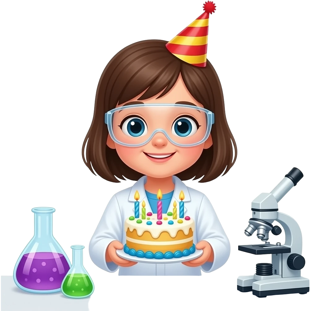 little girl scientist's birthday theme emoji