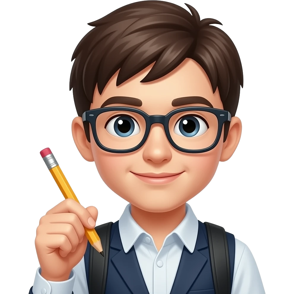 Student with Glass and Pencil closeup emoji