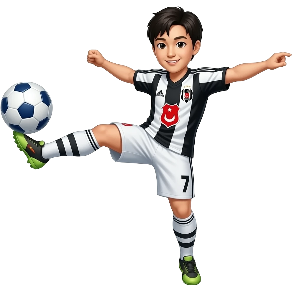 Oh hyeon gyu (football player in Beşiktaş Jimnastik Kulübü) make him when he making a bicycle kick (don’t put him on a real bicycle)and don’t show the number of his kit do the logo correctly emoji