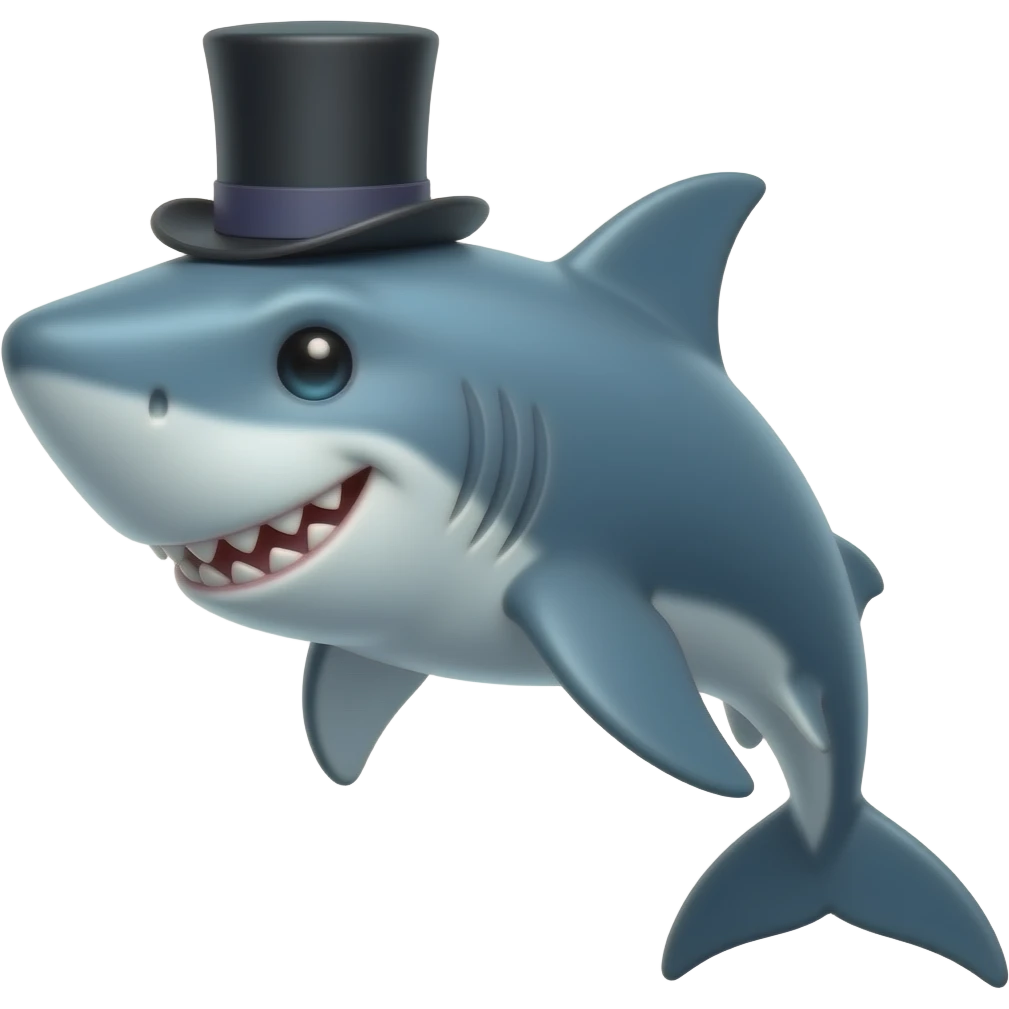 Shark with a top hat emoji