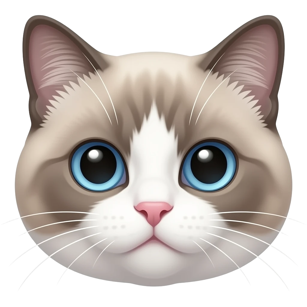 Mavi gözlü beyaz kedi yüzü british kedi emoji