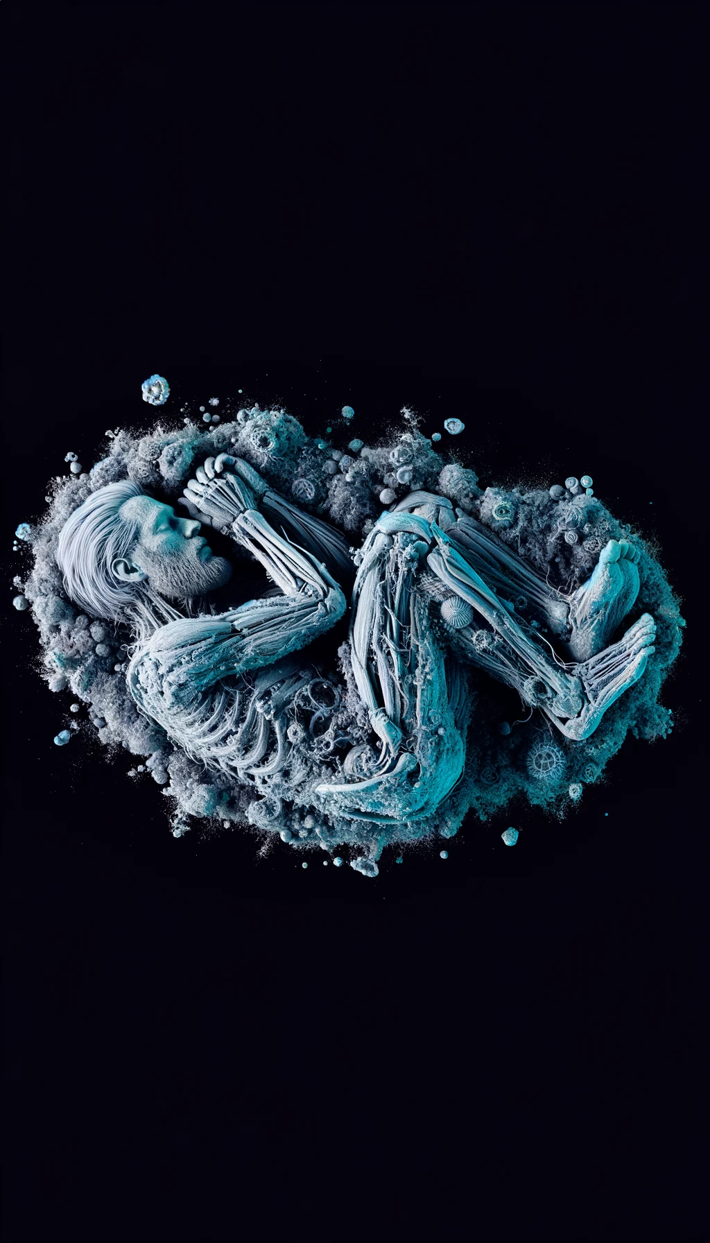 corpo umano anatomico CON TESTA SUL CUSCINO PERCHé STA DORMENDO, VISTO DALL'ALTO, ISOLATO SU SFONDO BIANCO,
 iperrealistico 4k emoji