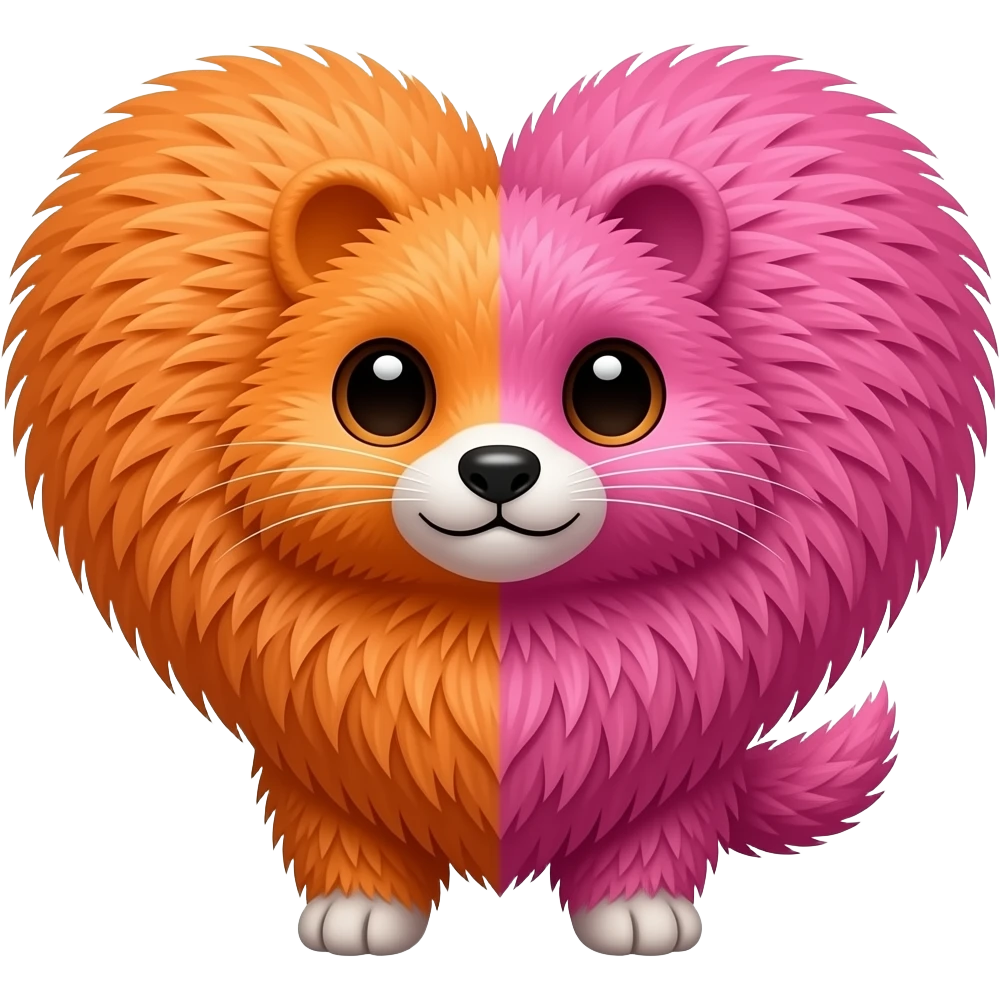 half orange and half hot pink fur heart emoji