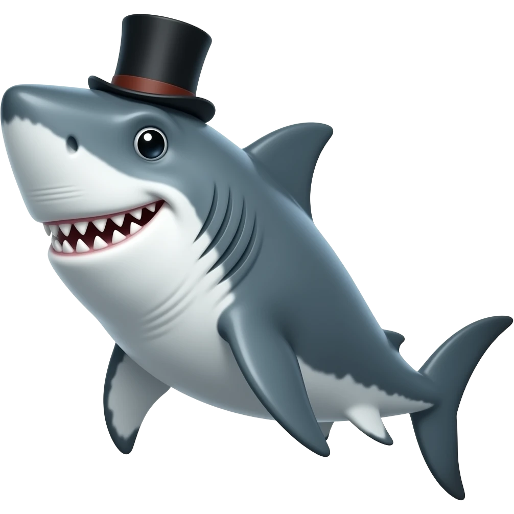 Shark with a top hat emoji
