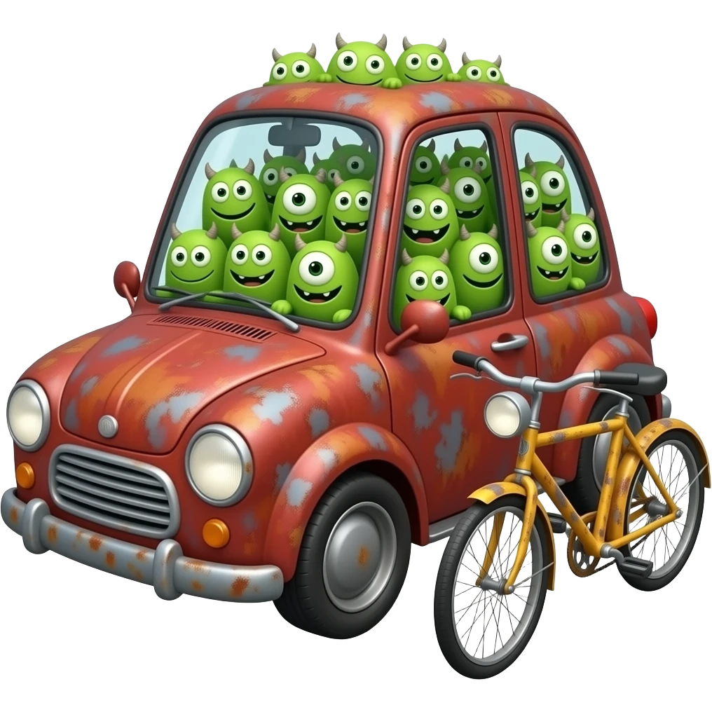 10000 Little monster  in the car and bike emoji