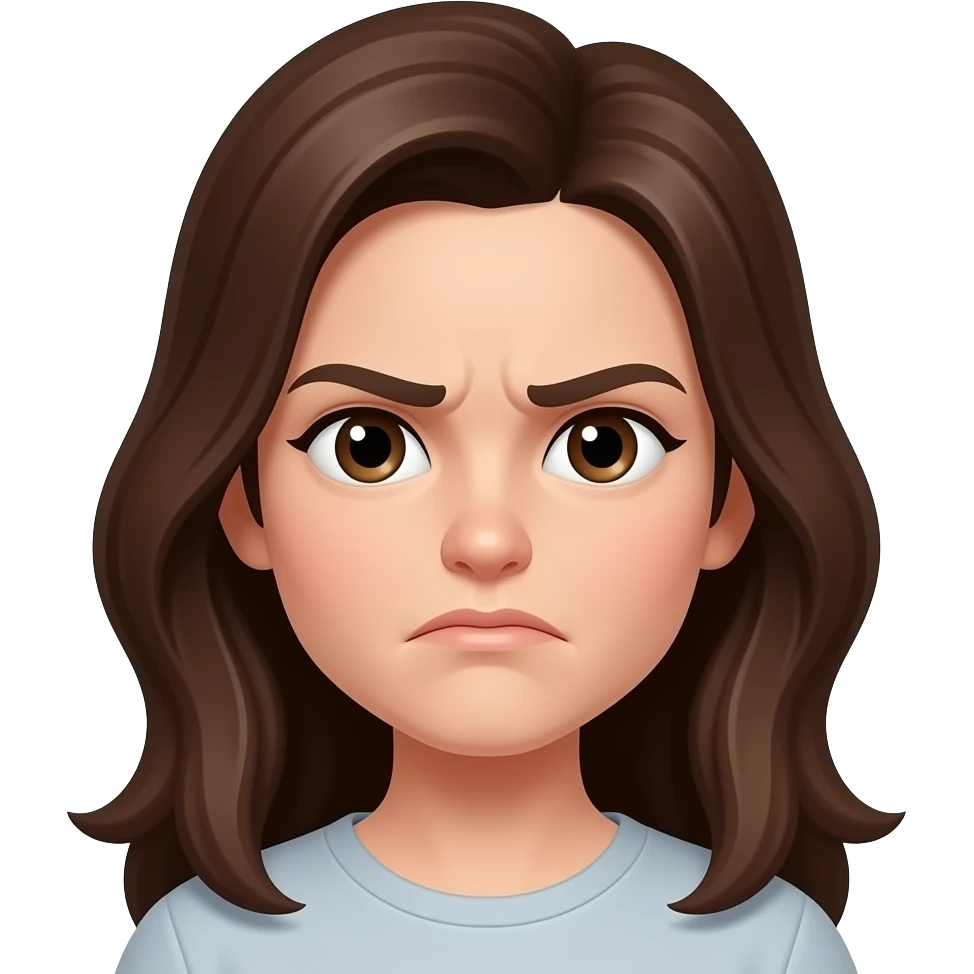 very scrunched up nose on female face with long brown hair emoji
