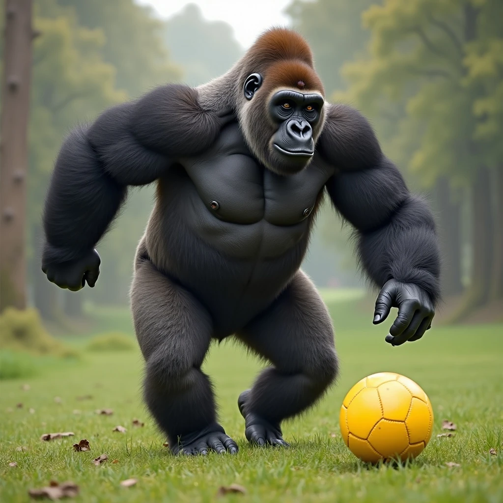 Gorilla with yellow kickball emoji