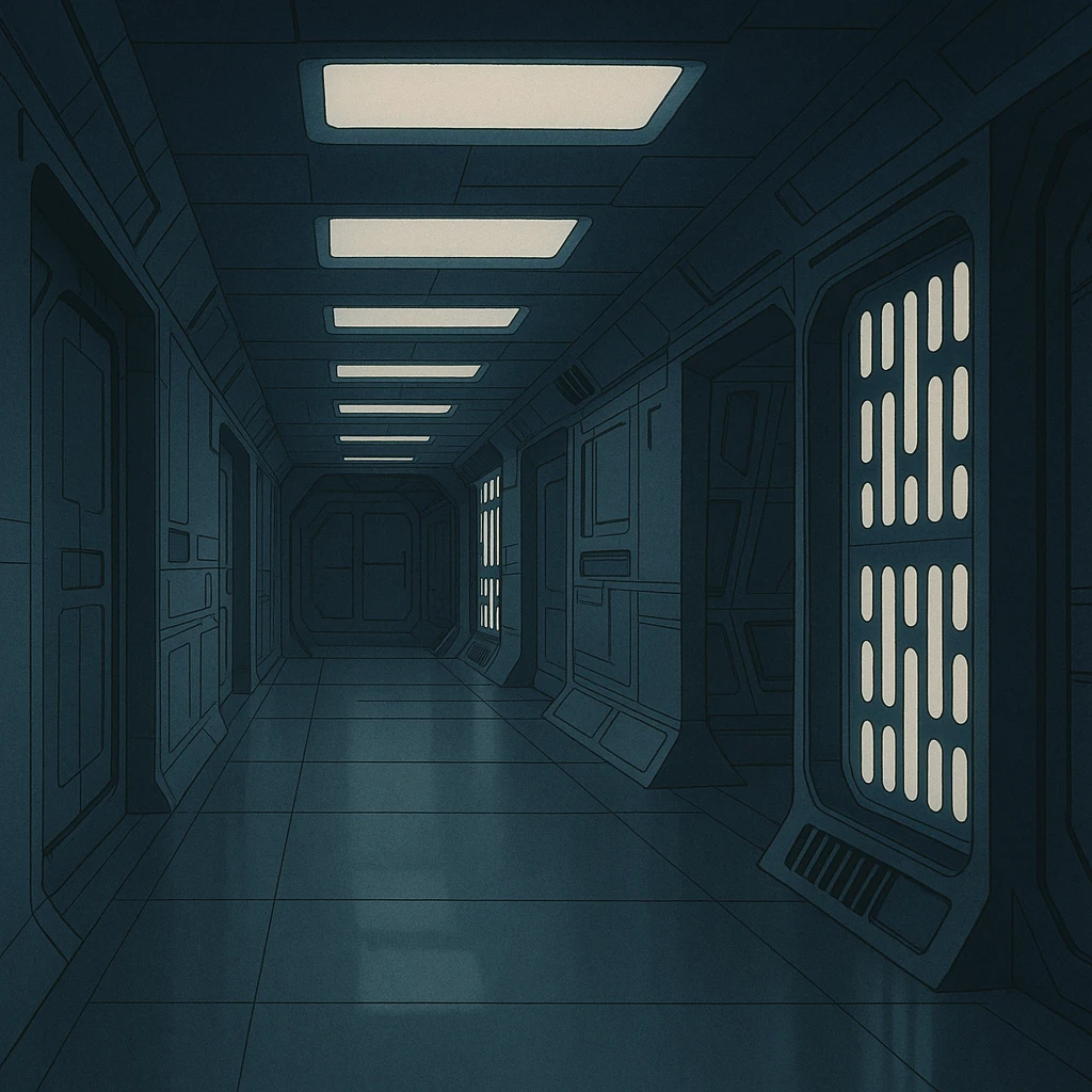 An empty quiet hallway, death star interior, star destroyer interior, star wars emoji