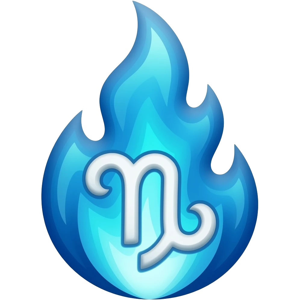 Fuego azul cian celta con el signo de aries emoji