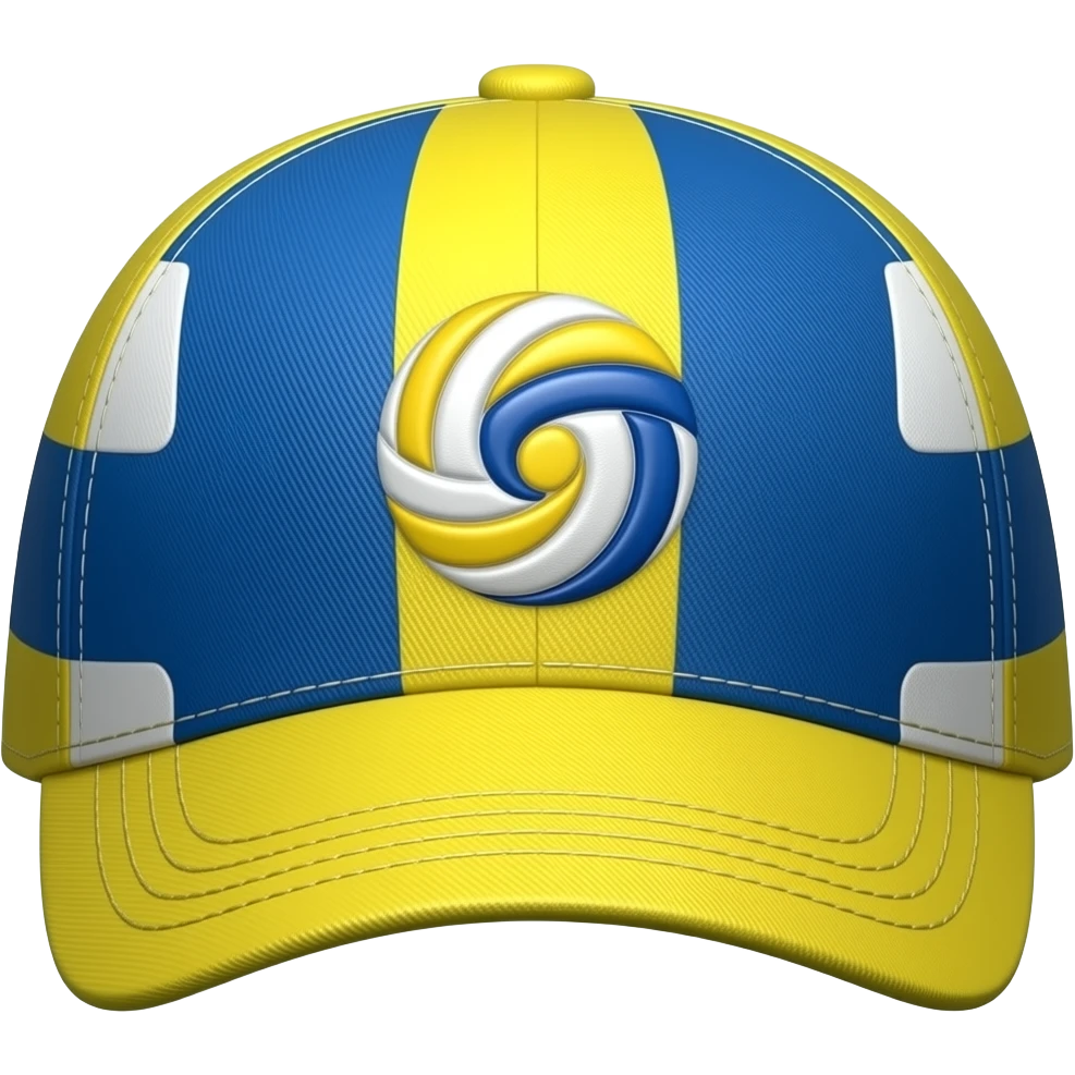 volley ball cap in vibrant yellow and blue color emoji