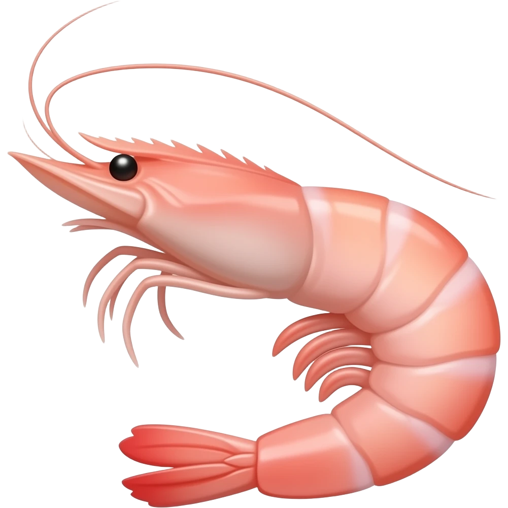 2D render iPhone emoji png of a detailed pink pink shrimp emoji