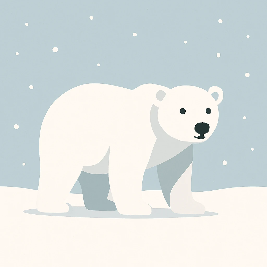 Flat design style polar bear in the snow emoji