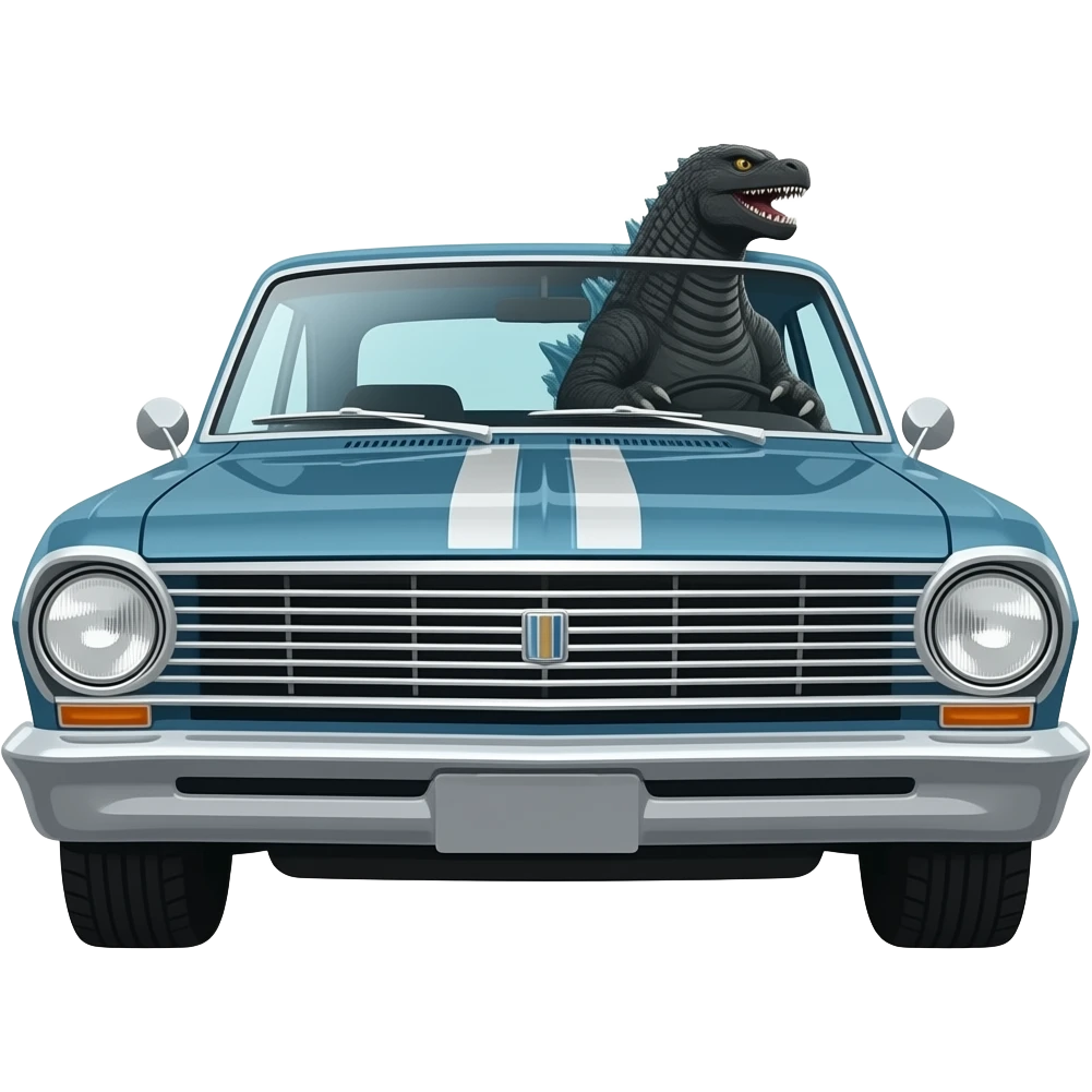 GODZILLA DRIVING 62 CHEVY II NOVA emoji