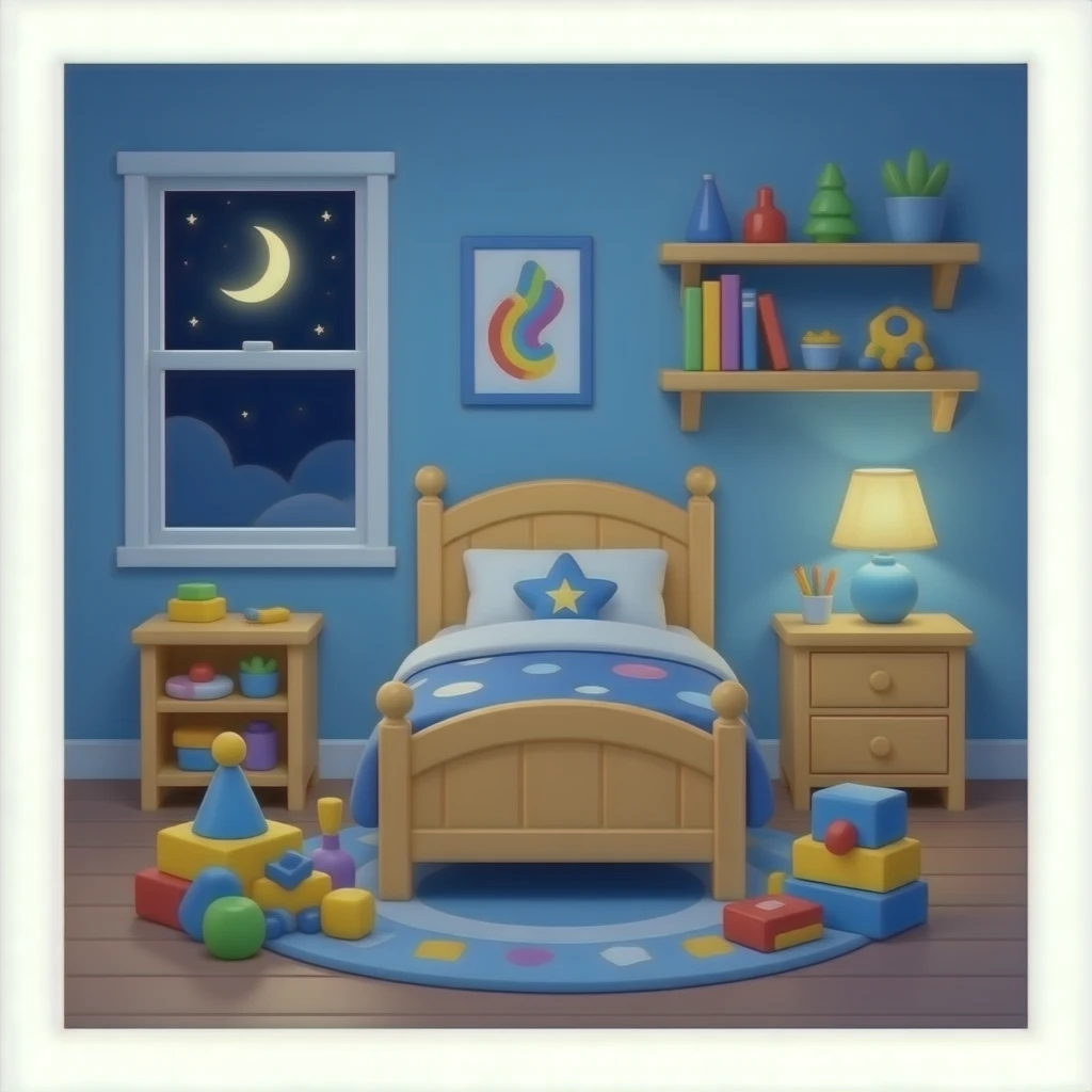 kids room with bed and toys emoji