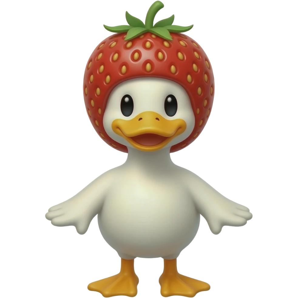 duck with a strawberry hat emoji